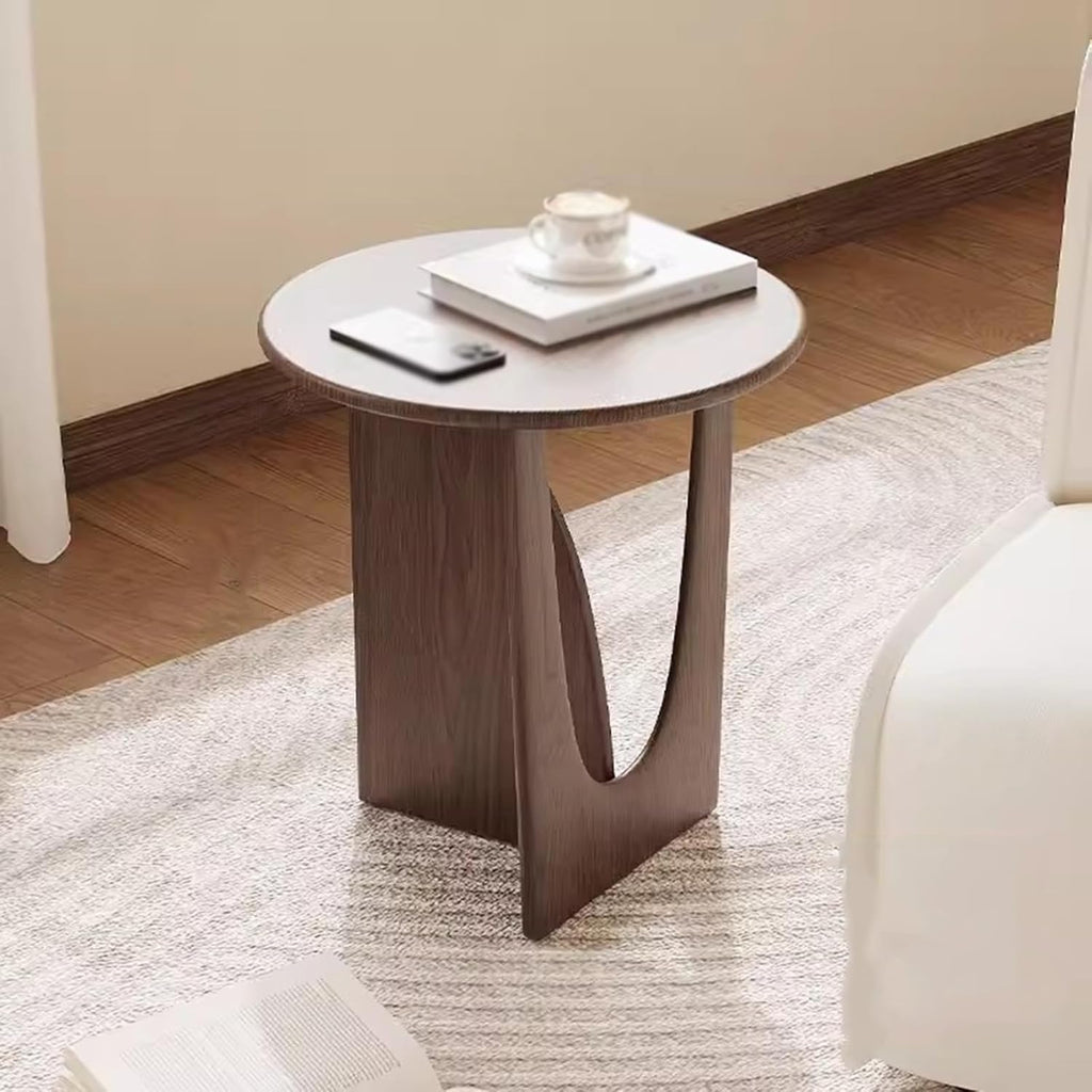 Rustic Solid Wood Corner End Table in Walnut - Perfect for Living Room Or Bedroom, Ideal Small Side Table for Coffee, Drinks, Snacks, and Tea Walnut Color