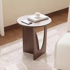 Rustic Solid Wood Corner End Table in Walnut - Perfect for Living Room Or Bedroom, Ideal Small Side Table for Coffee, Drinks, Snacks, and Tea Walnut Color