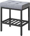 IBUYKE Rectangular Makeup Stool with Adjustable Feet and Storage Space, Footrest Chair, Linen Seat Vanity Stool, Multi-Use as Small Side Table or Ottoman, for Bedroom, Blue Gray WBD017L