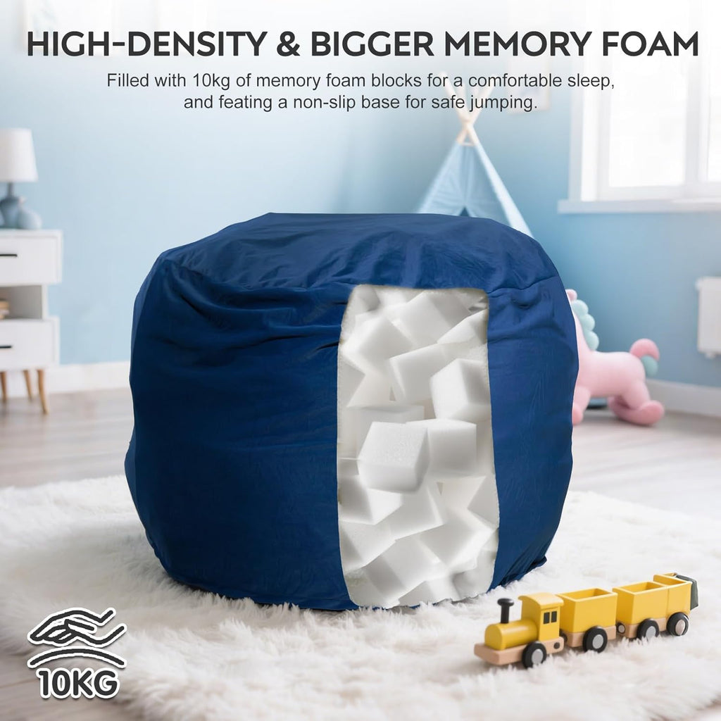 Bean Bag Chair and Sensory Crash Pad, Convertible Beanbag Folds from Lazy Chair to Floor Sensory Crash Pad, Giant Lazy Sofa Chairs with Memory Foam Filling, Machine Washable
