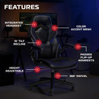 RESPAWN 3085 Ergonomic Gaming Chair for Adults, High Back Office Chair with Headrest and Flip Up Arms, Leather Racing Style Gaming Seat with Lumbar Support, Video Game Computer Desk Seat - Black