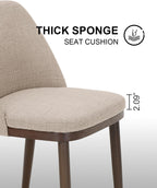 Upholstered Dining Chairs Set of 4 - Modern Dining Room Chairs, Mid-Back Restaurant Kitchen Chairs with Wooden Legs, Camel