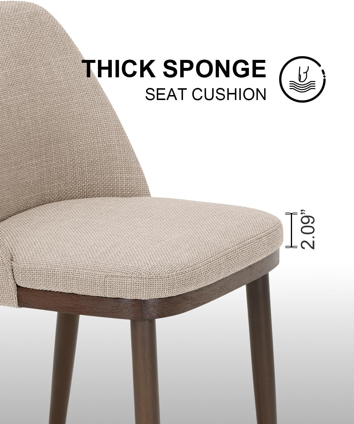 Upholstered Dining Chairs Set of 4 - Modern Dining Room Chairs, Mid-Back Restaurant Kitchen Chairs with Wooden Legs, Camel