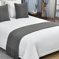 Geometry Bed Runners Queen Size Solid Grey Bed Scarf with Tassel Boho Knit Bed Runner Scarves Decorative for Bedroom Home Hotel (91x24 Inches, 1 Piece)