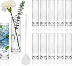 7.48 inch Tall Vases for Flowers,12PCS Glass Cylinder Vase, Single Rose Bud Vase for Event Decor,Bud Vases in Bulk for Wedding Centerpieces,Home Aesthetic Desk Decor, Party Decorations