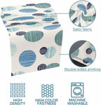 Abstract Geometric Bed Runner Bedding Decorative Scarf for Fits Cal King Bed, Farmhouse Vintage Polka Dot Teal Blue Luxury Fine Print Foot Throw with Satin for Hotels Homes, Guest Rooms, 102" x 20"