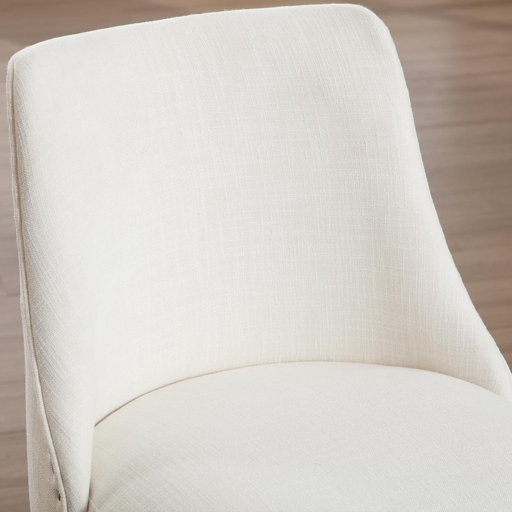 Kmax Fabric Dining Chairs Set of 2 Upholstered Side Chairs Farmhouse Accent Chairs with Nailhead Wood Legs for Dining Room Guest Room Restaurant, Cream