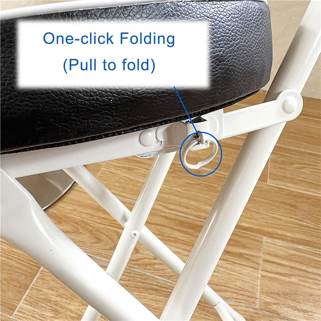 THAMBA Portable Folding Stool with Backrest, PU Foldable Stool Bar Stool Collapsible Stool for Dorm Kitchen Garden, 300 lbs Capacity (Color : Black-4Pack, Size : 29")