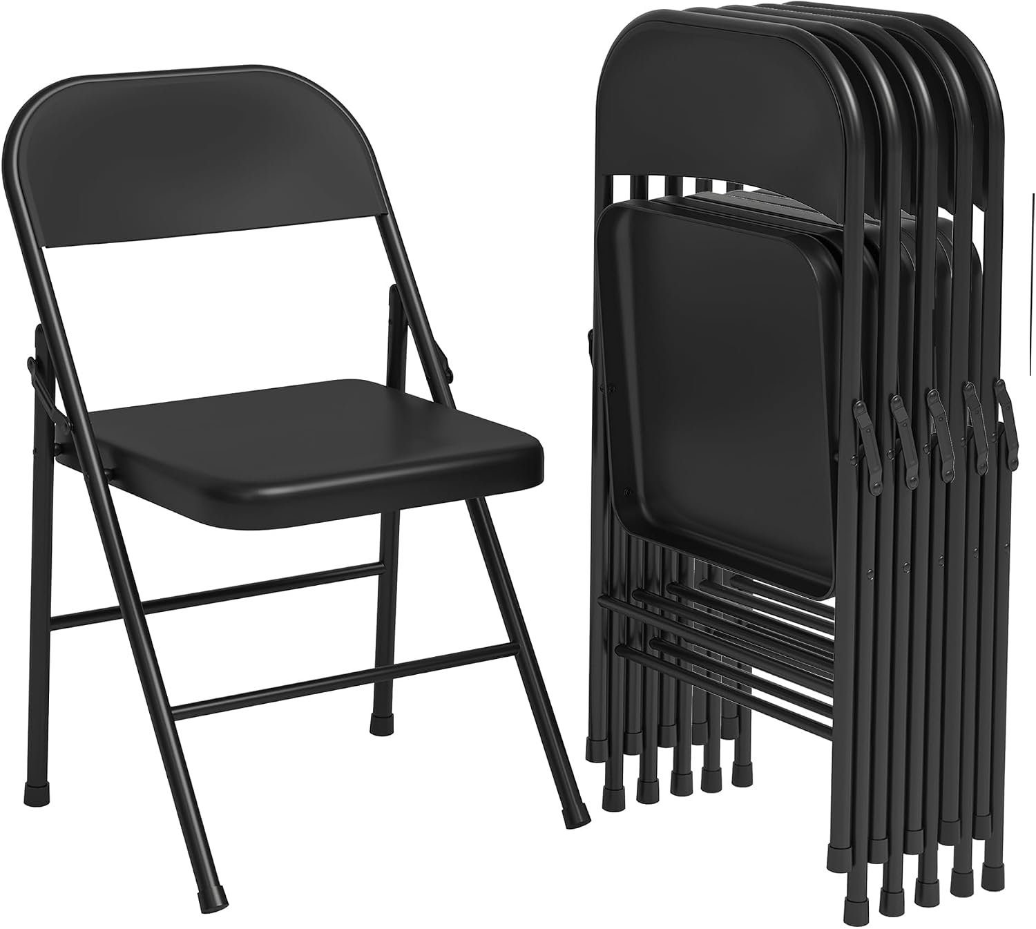IDEALHOUSE 8 Pack All-Steel Folding Chairs Set of 8, Heavy Duty Metal Foldable Dining Chair with Backrest, Hold Up to 350 LBS, Black Portable Fold Chair for Home, Office, Indoor & Outdoor Events