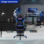 ELECWISH Gaming Chair, Reclining Computer Chair with Footrest and Lumbar Support, High Back Ergonomic Gamer Chair for Adults, Gaming Desk Chair with Headrest PU Leather