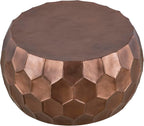 Round Aluminum Material 32" Coffee Table and 21" Height End Table Set 2PC Tables with Glossy Diamond Patterned Base Copper