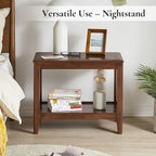 Side Table, Solid Wood Rectangular End Table with Storage Shelf, 2-Tier Coffee Table for Living Room, Rubber Wood Small Sofa Table, Nightstand 19.69 H x 13.39 W x 23.62 D Inches (Walnut)