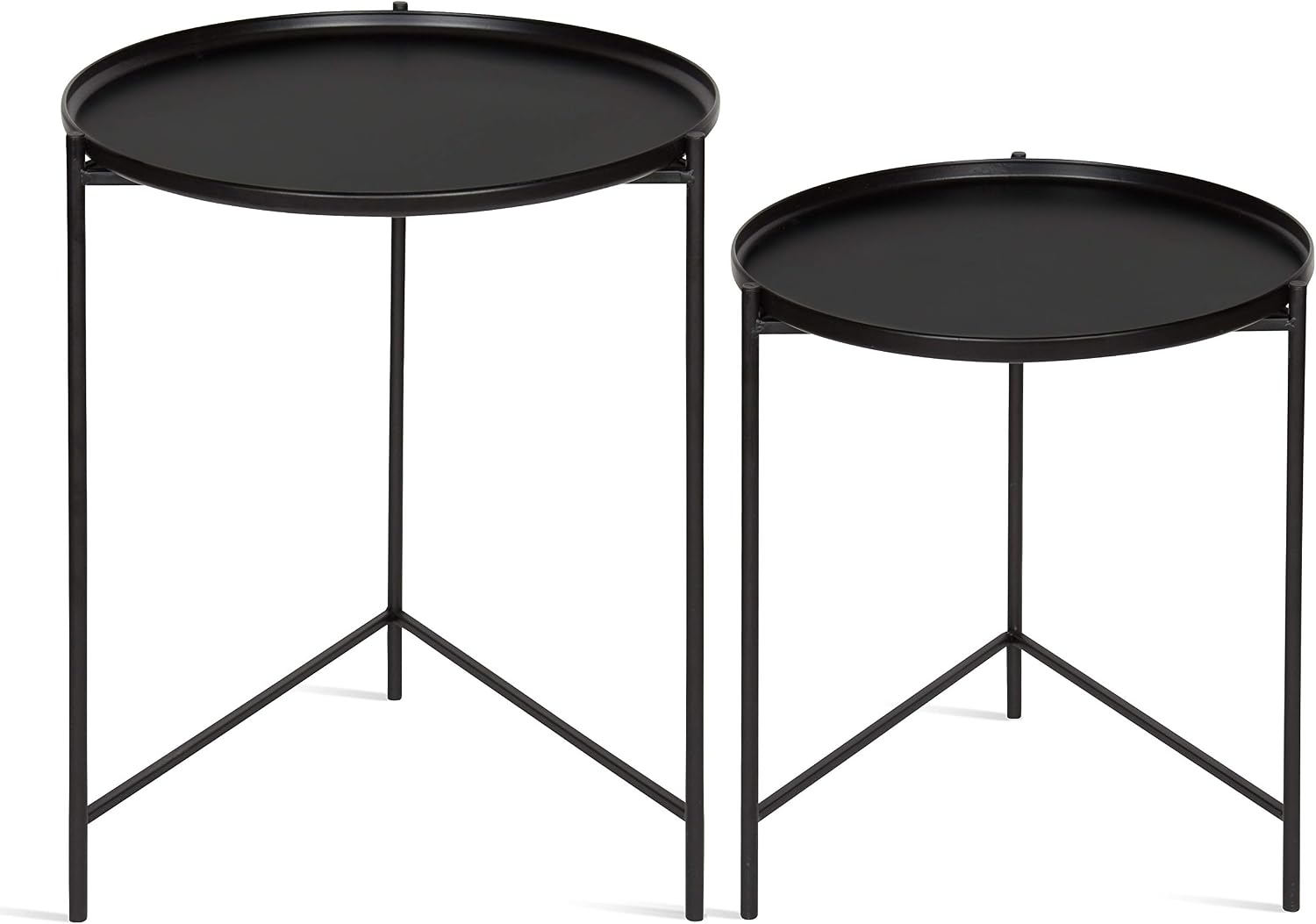 Kate and Laurel Ulani Set of 2 Nested Round Metal End Tables, Black