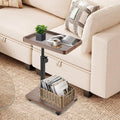 C Table End Table Adjustable Height, 360° Swivel Bed End Tables with Wheels, C Shaped Side Tables TV Tray Sofa Table for Small Spaces，Side Tables Living Room and Bedroom for Sofa, Bed,Chair