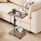 C Table End Table Adjustable Height, 360° Swivel Bed End Tables with Wheels, C Shaped Side Tables TV Tray Sofa Table for Small Spaces，Side Tables Living Room and Bedroom for Sofa, Bed,Chair