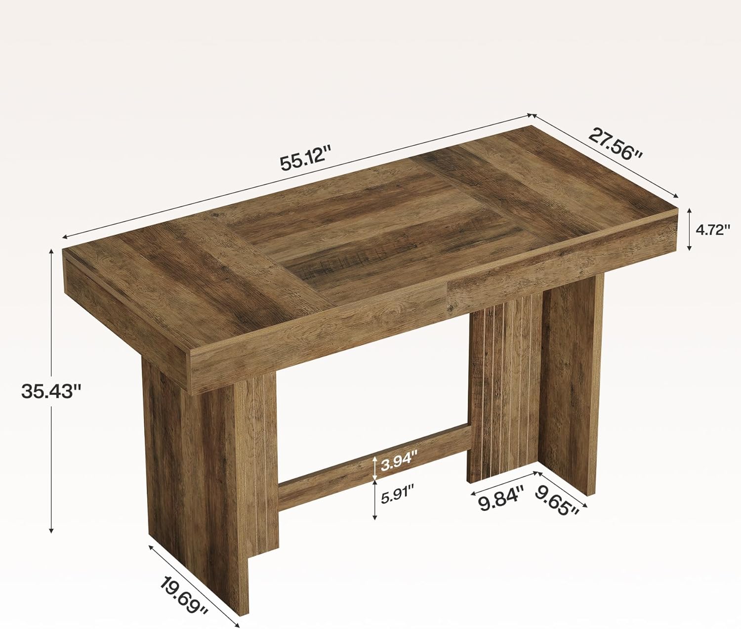 Tribesigns 55" Kitchen Island, Farmhouse Wooden Stationary Island Table with Large Worktop & Leg Room, Coffee Bar Table for Meal Prep, Dining, Entertaining, Natural Brown