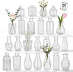 24 Pack Glass Bud Vase in Bulk - BEAHOT Clear Flower Vases for Wedding Decorations, Mini Vase for Centerpiece Table Decorations, Small Boho Vase for Home, Wedding Decor, Mother's Day, Party, Office