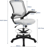 Modway MO-EEI-1423-GRY Veer-Reception Desk Flip-Up Arm Drafting Chair, 22.5"L x 25.5"W x 41.5-50"H, Gray