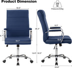 Modern Office Desk Chair, Conference Room Chairs, High Back Ergonomic Home ofiice Chair, Adjustable Height Swivel Executive Computer Chair with Armrest and Padded Seat (Blue)