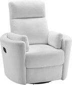 Soho Baby Nottingham Upholstered Glider Recliner Rocking Chair 360° Swivel for Nursery and Living Room, Plush White