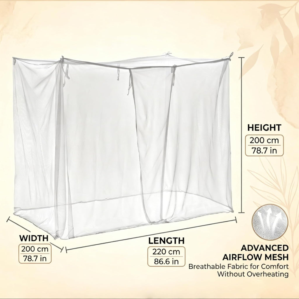 61x79x79 Inch Spacious Mesh Bed Curtain Canopy, Quick Setup Bed Drapes for Home Dorm Outdoor, Mosquito Net, Canopy, White