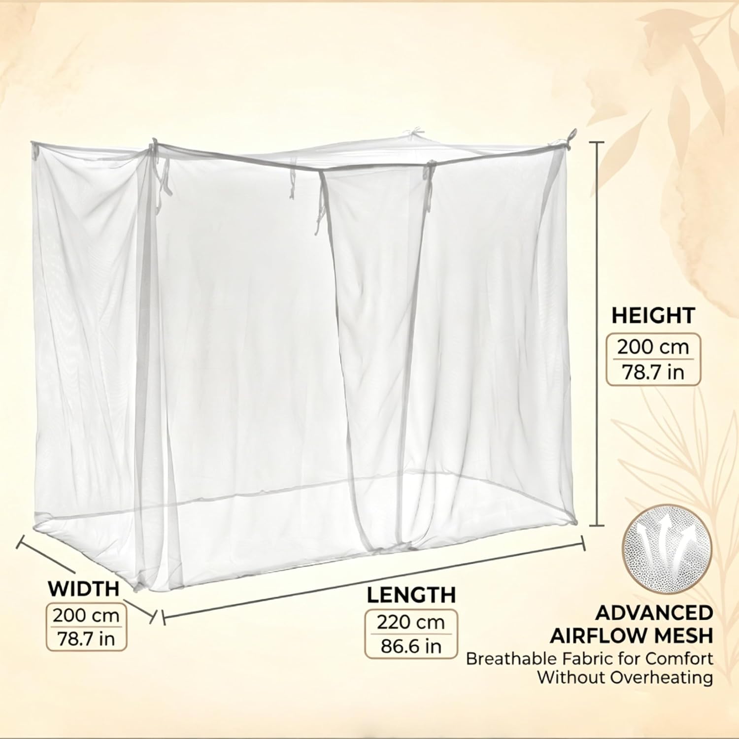 61x79x79 Inch Spacious Mesh Bed Curtain Canopy, Quick Setup Bed Drapes for Home Dorm Outdoor, Mosquito Net, Canopy, White
