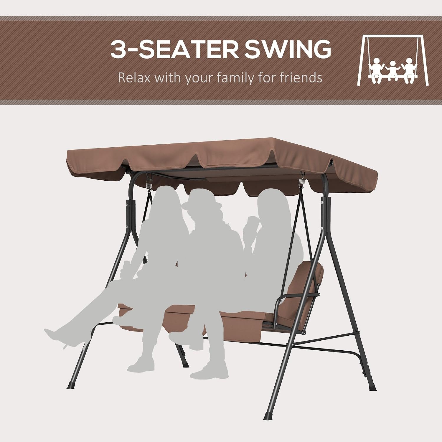 3 Person Porch Swing with Canopy