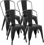COSTWAY 18 Inch Dining Chair Set of 4, Industrial Vintage Stackable Metal Chairs, Armless Counter Bar Chairs with High Backrest for Home, Kitchen and Cafe Bar Use