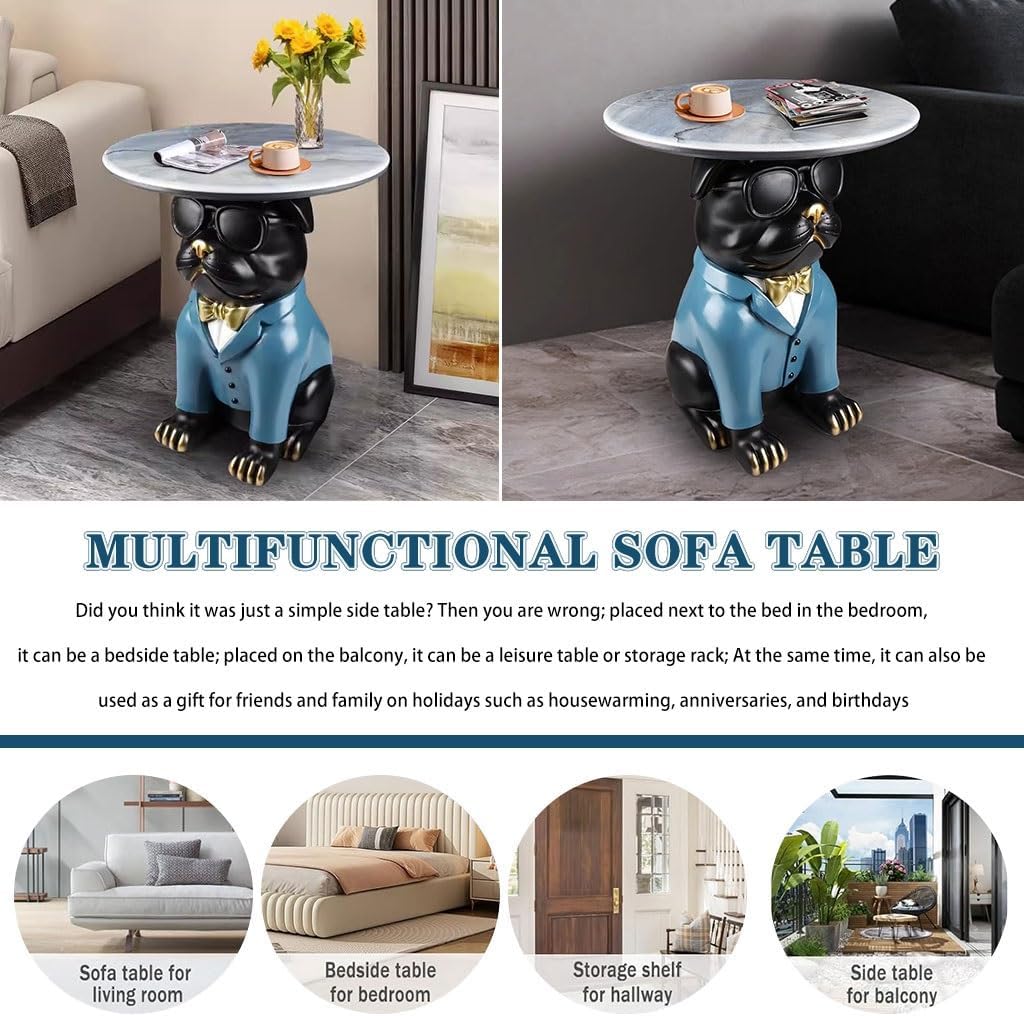 Cool Bulldog Appearance Side Table, Cartoon Animal Accent Table, Small Space Decoration, Bedroom Nightstand
