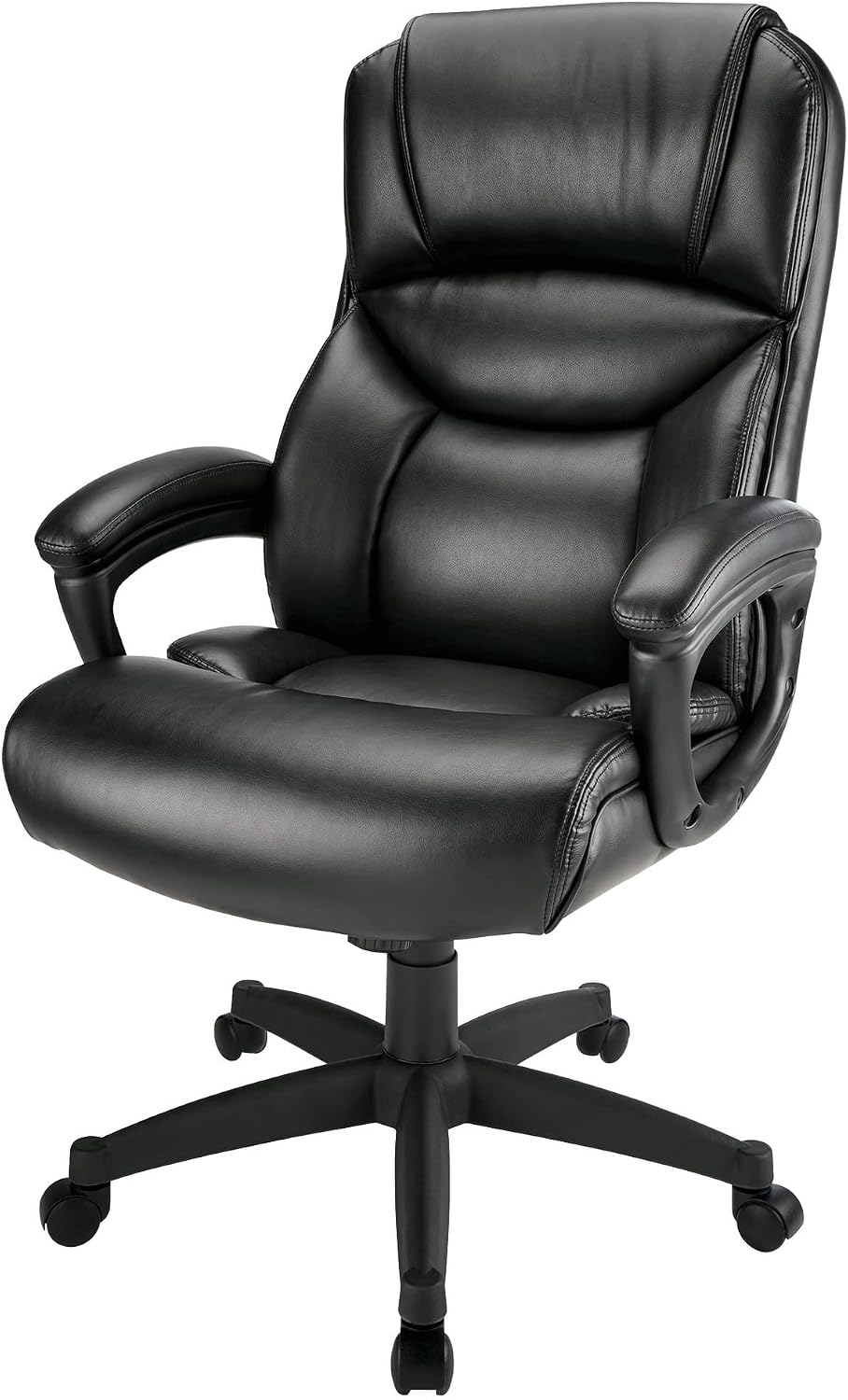 Realspace® Fennington Bonded Leather High-Back Chair, Black