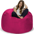 Chill Sack Bean Bag Chair: Giant 4' Memory Foam Furniture Bean Bag - Big Sofa with Soft Micro Fiber Cover - Pink