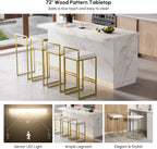 homary Kitchen Island with Storage & LED, 72" White Wood Islands with Wine Rack, Drawers & Shelves, Modern Kitchen Table for Dining Room, Prep & Gatherings, Without Chair
