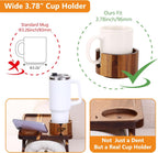 Couch Armrest Table Acacia with 360°Rotating Phone & Cup Holders,15.4" x 9.8", 3-in-1 Couch Arm Tray Clip-On Couch Tray for Drinks & Snacks