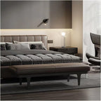 Modern Black PU Leather Modern Ottoman Bench, Upholstered Bedroom Benches Footrest Stool Indoor for Entryway Living Room Dining Entryway(140 * 45 * 42cm)