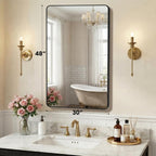 NEWBULIG 30X48 Inch Bathroom Mirror, Rectangle Wall Mirror with Rounded Corners, Black Vanity Mirrors for Bathroom Sink with Metal Frame for Bedroom, Entryway, Hangs Horizontally or Vertically