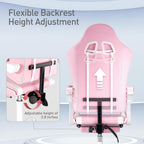 MoNiBloom Pink Gaming Chair with Headrest & Lumbar Support, Ergonomic Computer Desk Chair with Footrest, Adjustable Height Leather Racing Chair for Adults Teens Women Girl Gamer Office