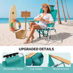 Bonnlo 17“ Lightweight High Backpack Beach Chair, 2 Pack Portable Tall Beach Chairs for Adults with Side Bag. 3 Level Adjustable Positions for Camping Patio and Picnic