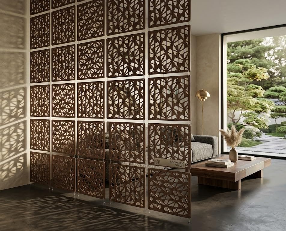 Ceiling Hanging Room Divider Panels, Walnut