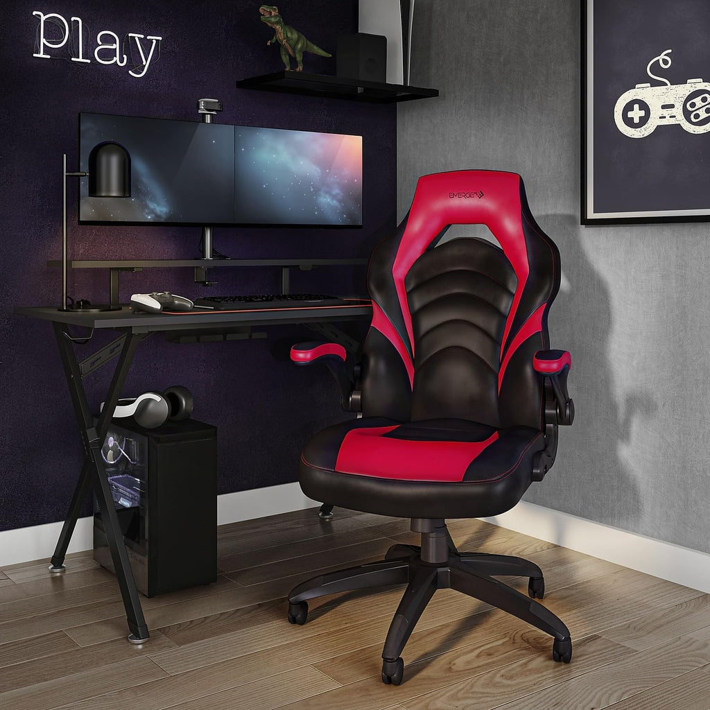 Emerge Vortex Gaming Chair, Ergonomic, Adjustable Height, Swivel, Black