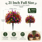 Lethargic Artificial Flowers for Outdoors with Ground Stakes 1 Pack, Lifelike Faux Flowers No Maintenance Faux Plants for for Porch, Garden, Planters, Patio, Cemetery Decoration (Mixed, 1Pc 48 Stems)
