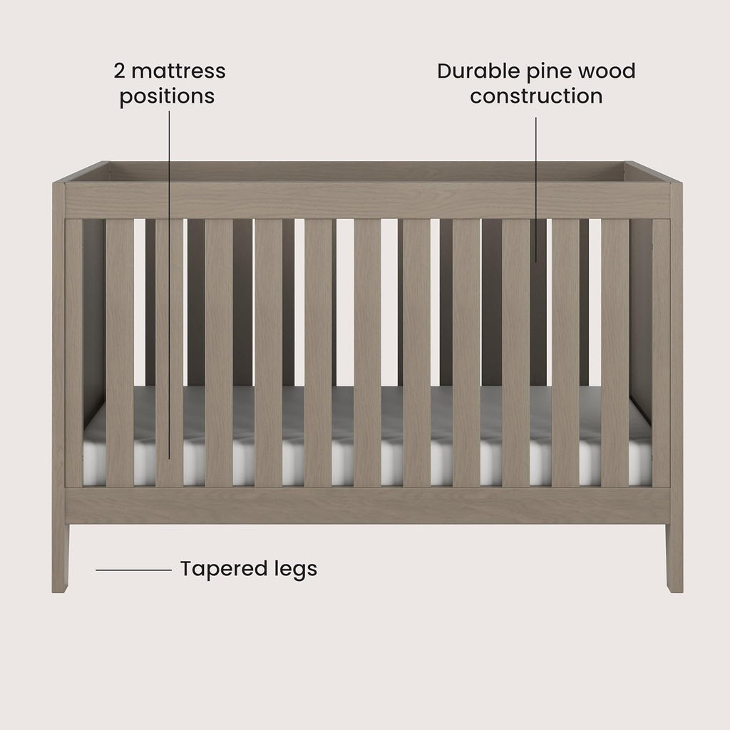 Child Craft Kieran Crib, Dresser, and Chest Nursery Set, 3-Piece, Includes 3-in-1 Convertible Crib, 6-Drawer Dresser, and Chest, Grows with Your Baby (Crescent Gray)