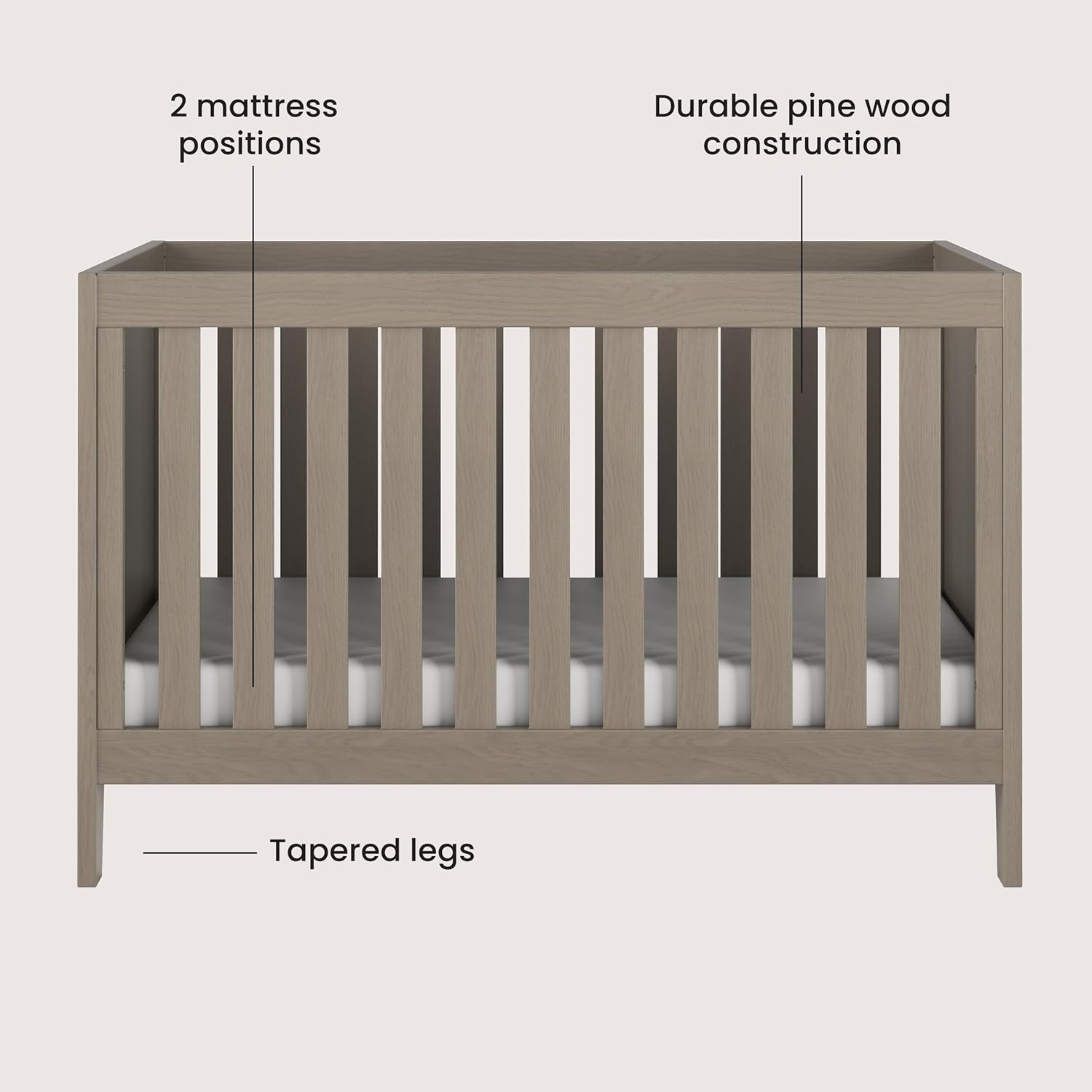 Child Craft Kieran Crib, Dresser, and Chest Nursery Set, 3-Piece, Includes 3-in-1 Convertible Crib, 6-Drawer Dresser, and Chest, Grows with Your Baby (Crescent Gray)