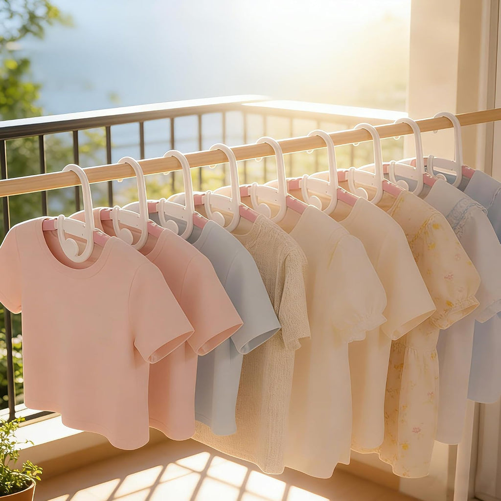 30 Pack Baby Hangers Adjustable for Infant to Children Kids Clothes Hangers - Thick Plastic Non-Slip Stackable Space Saving Nursery Toddler Pants Bar Closet Organizer White