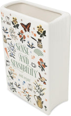 Steel Mill & Co Original Large Book-Shaped Decorative Vase, Ceramic Vases for Home Decor, Cute Bookshelf Decor, Unique Vase for Book Lovers (Sense and Sensibility)