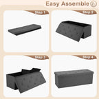 30 inch Storage Ottoman Bench, 30 inch Folding Storage Bench Ottoman, for Bedroom, Living Room, and Utility Room, Grey (30'' W)