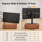 Perlegear Universal Swivel TV Stand Base for 32–70 inch TVs, Height Adjustable Table Top TV Stand Mount with Tilt, Tempered Glass Base, Holds up to 88 lbs