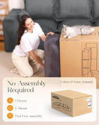 107" Boneless Comfortable Couch with Chaise, L Shaped Modular Sectional Couches for Living Room, Grey Corduroy Sofas with Ottoman, Compressed Sofa in a Box, No Assembly Required