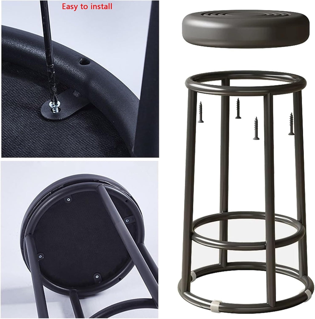48cm, 63cm, 78cm, Thick Round Stools, Home Office Desk Chair, Metal Frame Side Chair, for Tea, Coffee Shops, Restaurants, Bars, Studios, Supermarkets(Browns,68cm/27in)