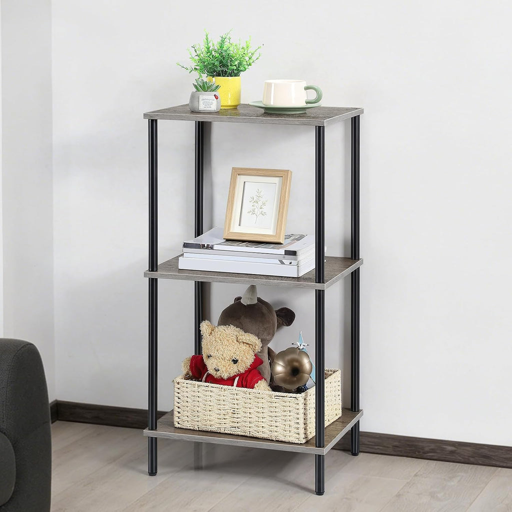 ETELI 3 Tier Tall Side Table Small Telephone Table Stand with Storage Shelves 31.6 Inch Tall End Table Night Stand for Small Space Living Room Bedroom Bathroom Kitchen, Gray