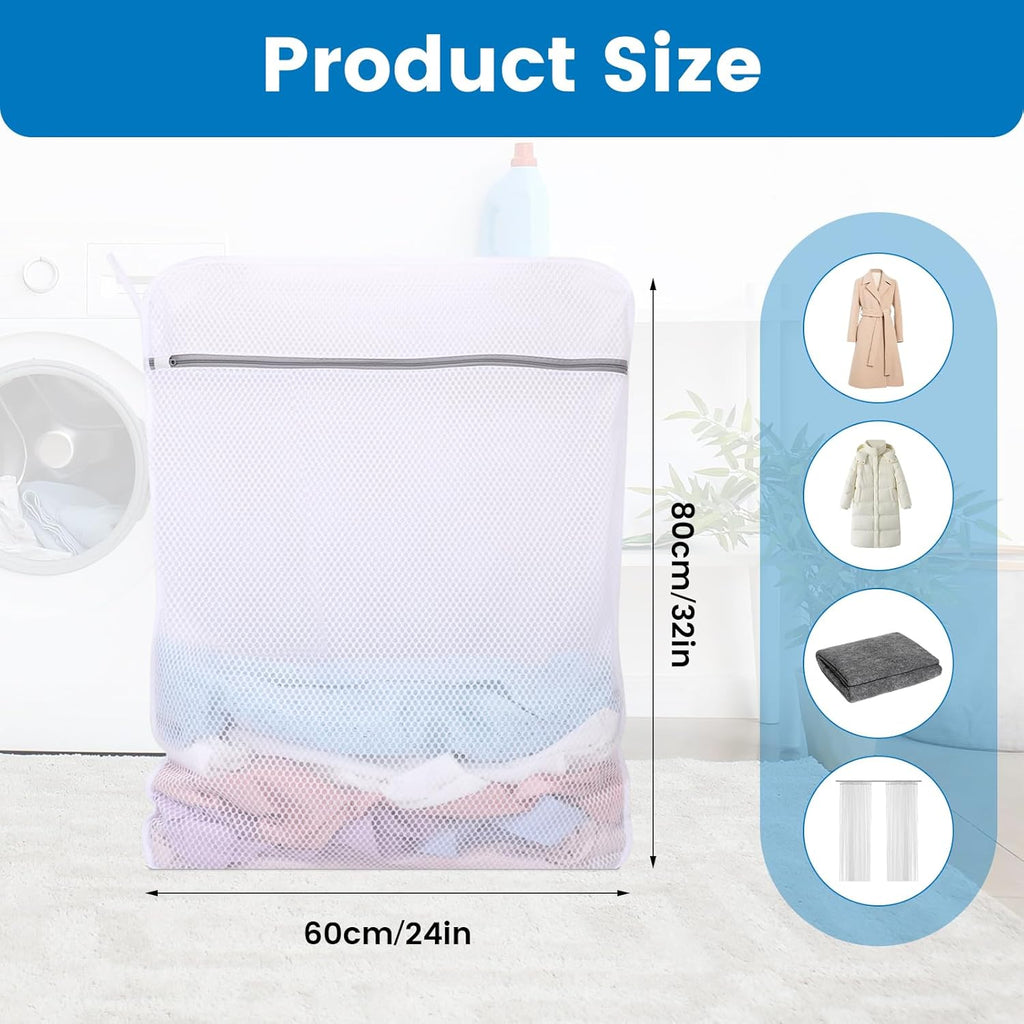Dntorx 2 Pack XX-Large Mesh Laundry Bags for Delicates, 24 x 32 Inches Reusable Laundry Bag Durable Wash Bags for Washing Machine for College, Family, Travel, Storage